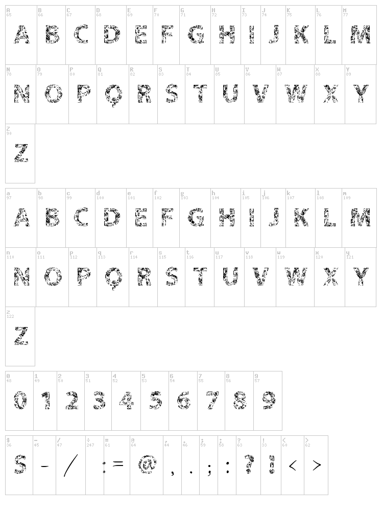 Vtks Flowers in our Soul font map